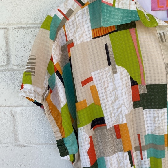 LDT Darcy Patch Print Point Collar Cap Sleeve Maxi Shirt Dress - Picture 7 of 12